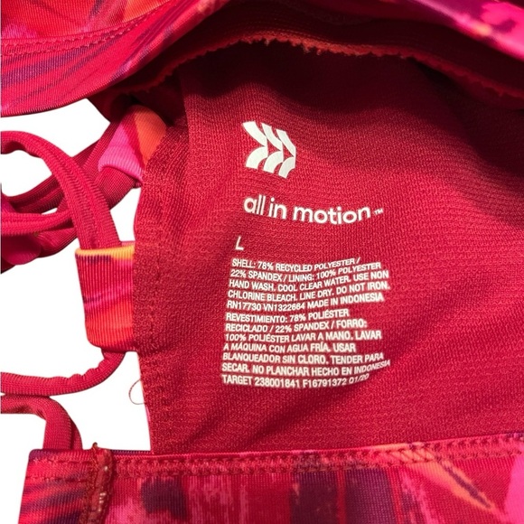 All in Motion Pink Lace Up Tropical Bikini Swimwear Set Size L - Picture 8 of 9